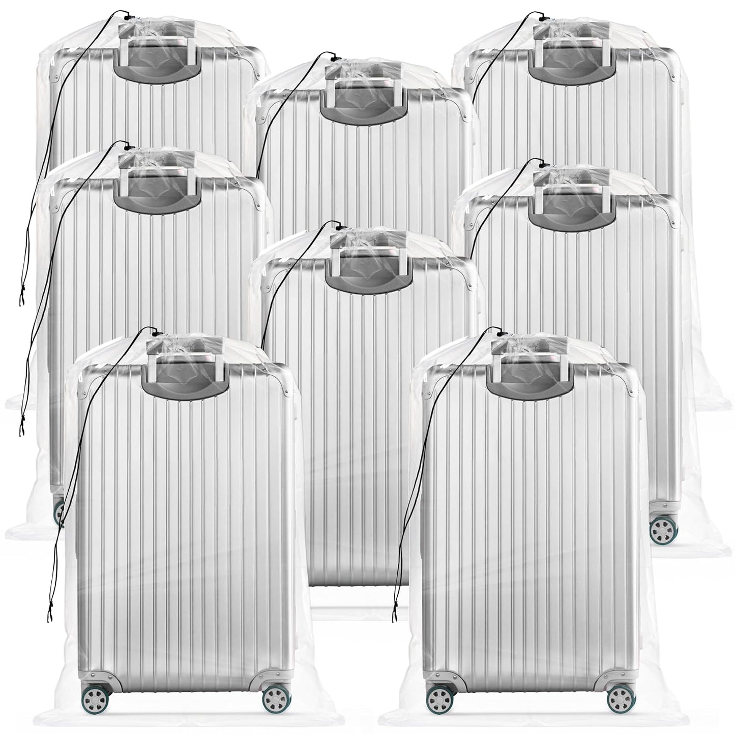 Fasmov 8 Pack 31x62 inches Extra Large Clear Drawstring Plastic Bags, Big Giant Storage Bags, Multi-Purpose Dust Covers Drawstring Plastic Bags for Luggage, Suitcase, Furniture, Reusable