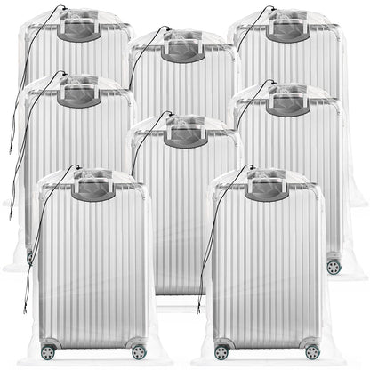 Fasmov 8 Pack 31x62 inches Extra Large Clear Drawstring Plastic Bags, Big Giant Storage Bags, Multi-Purpose Dust Covers Drawstring Plastic Bags for Luggage, Suitcase, Furniture, Reusable