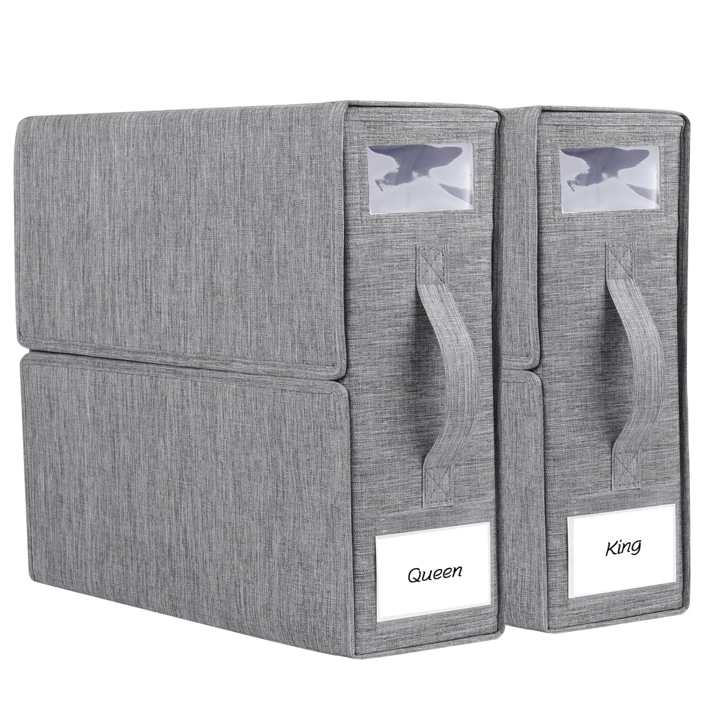 Bed Sheet Organizers and Storage 2 Pack Queen/King Size Foldable Sheet Organizer for Linen Closet Folder Organizer for Duvet Cover Set Bedsheet Organizers for Bedding Clothes Blankets, Grey
