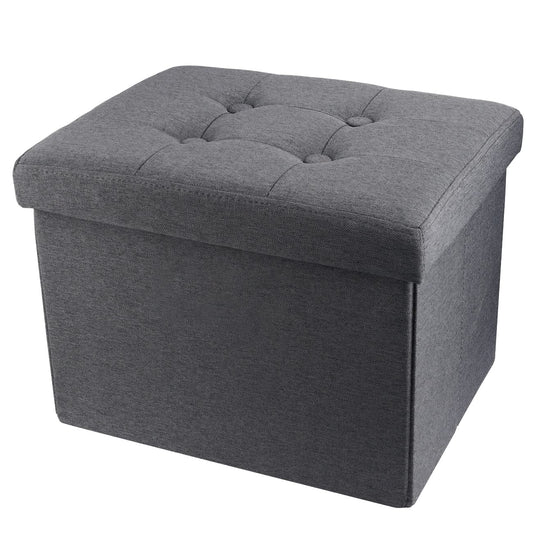 Storage Ottoman Footrest Stool Small Ottoman with... (Grey | Fabric)