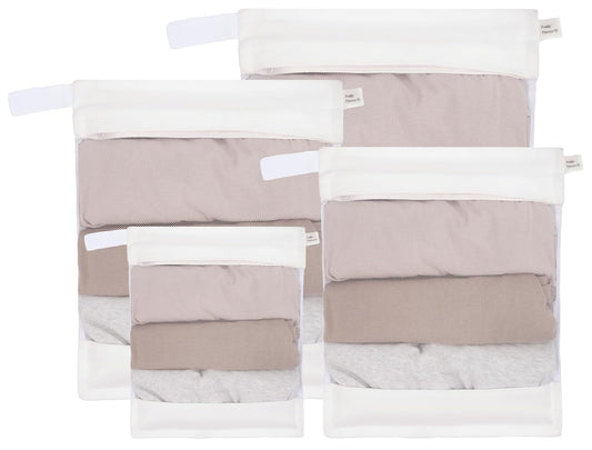 Cotton Mesh Laundry Bags, Set of 4, XXL, XL, L, M,... (4 Count | Cotton)