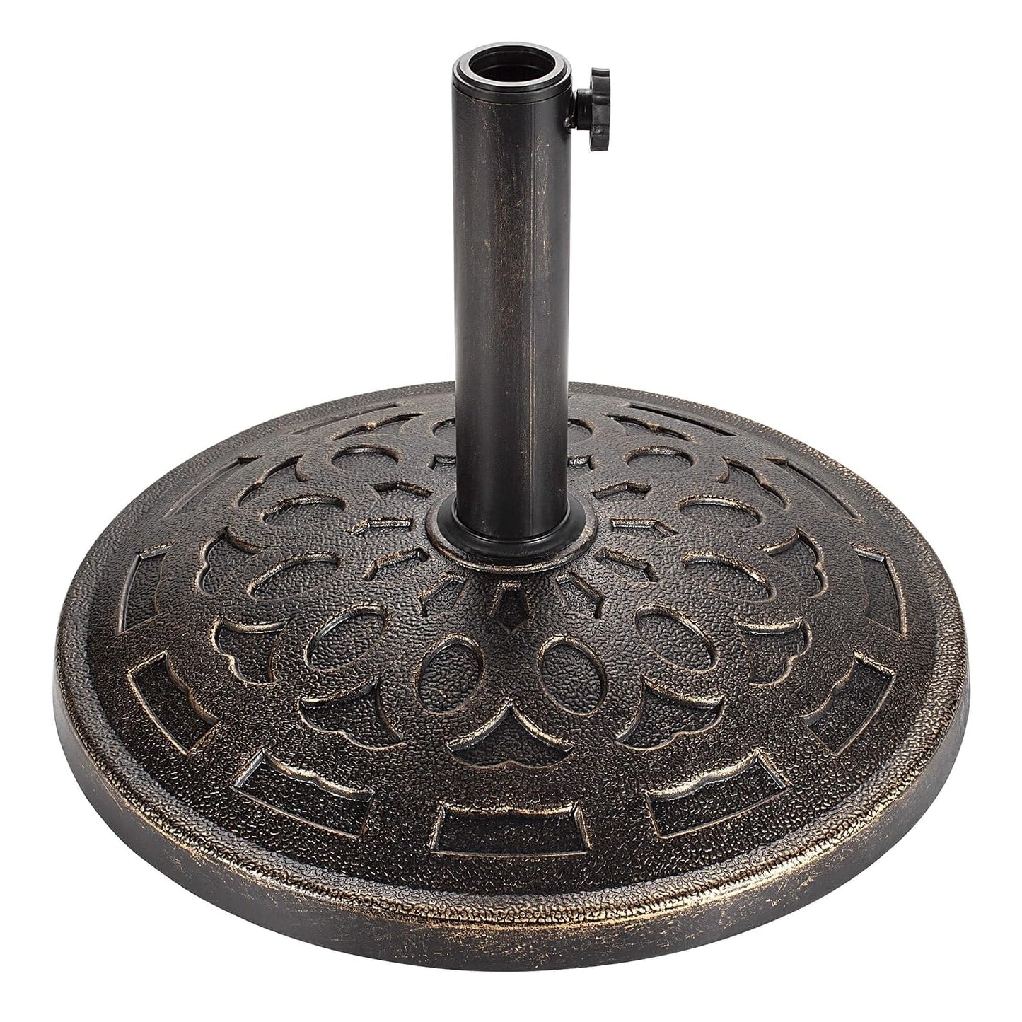 Patio Umbrella Stand - 31 lbs 18.9" Heavy Duty Outdoor Umbrella Base Stand, Market Umbrella Holder for Garden, Backyard, Pool, Beach, No Water or Sand Required, Round Bronze