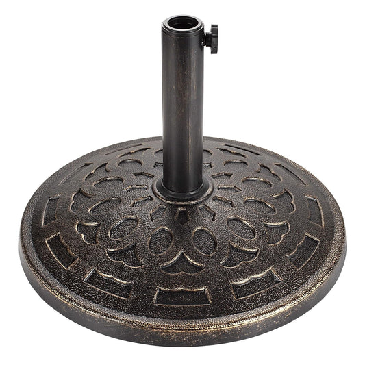 Patio Umbrella Stand - 31 lbs 18.9" Heavy Duty Outdoor Umbrella Base Stand, Market Umbrella Holder for Garden, Backyard, Pool, Beach, No Water or Sand Required, Round Bronze