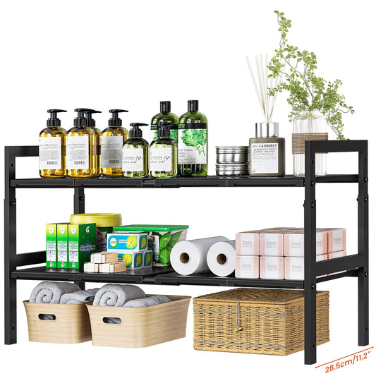 Under Sink Organizer and Storage 16.5"-30.7" Expan... (Black)