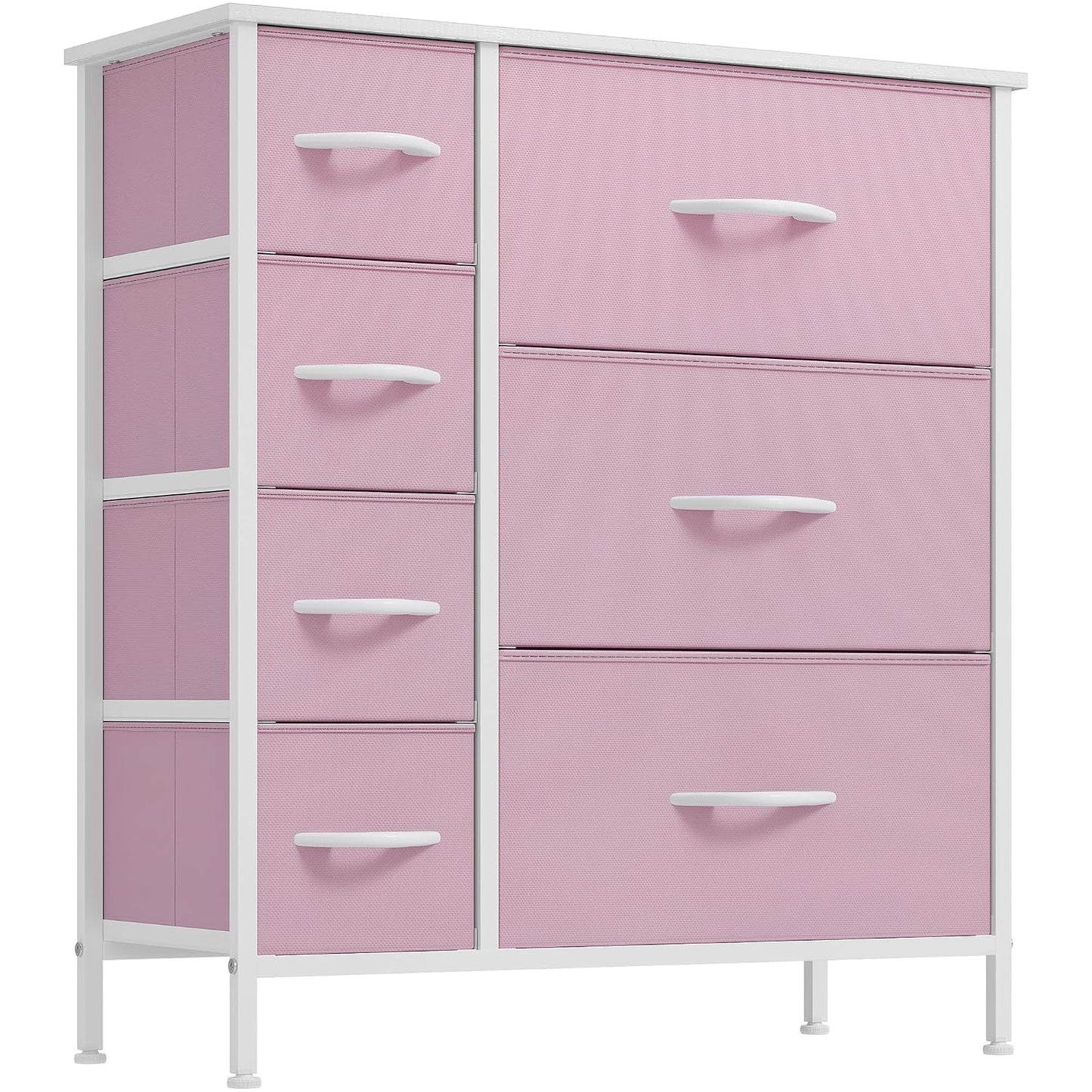 YITAHOME Pink Dresser, 7 Drawers Fabric Dresser for Bedroom | Organizer Unit for Living Room, Hallway, Closets, Sturdy Steel Frame, Wooden Top, Easy Pull Fabric Bins