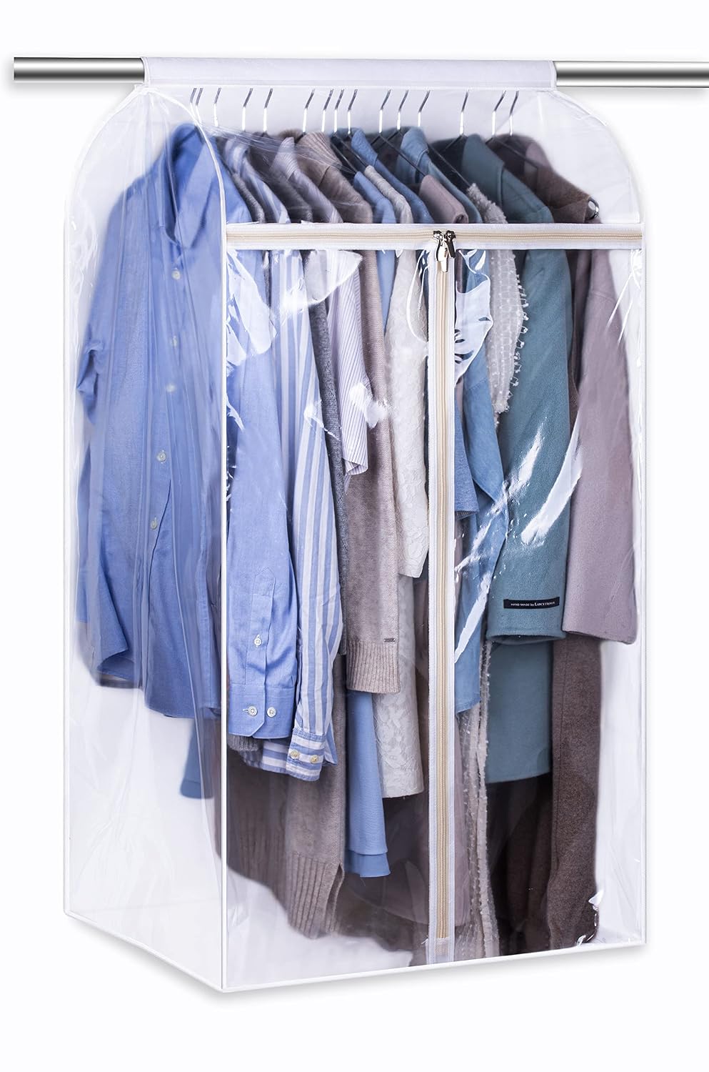 43" Hanging Garment Bags for Closet Storage Large Clear Window Hanging Clothes Storage Garment Rack Cover Coat Protector for Suit, Wardrobe, Bottom Enclosed