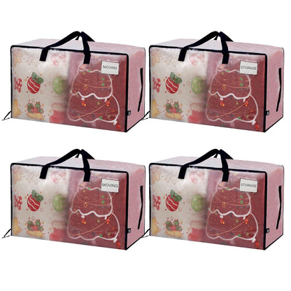 VENO 4 Pack Clear Extra Large Moving Bags & Storage Totes, Heavy Duty Organizer with Reinforced Handles & Strong Zippers for Clothes, College Dorm Essentials, Moving Supplies