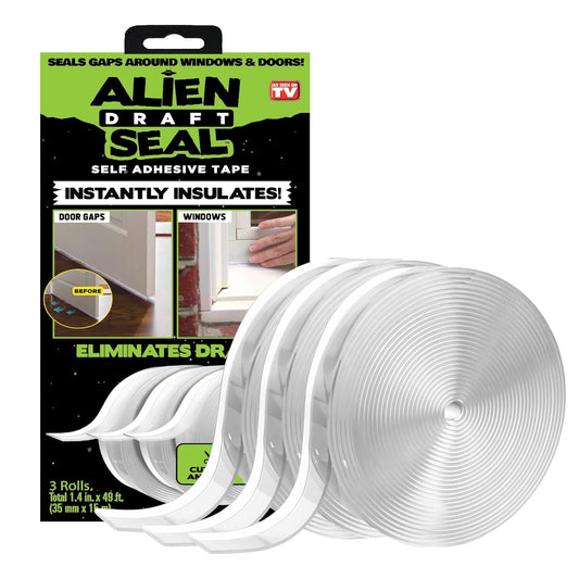 Alien Draft Seal Set of 49 Feet Anti-Draft Adhesiv... (Transparent | Silicone)