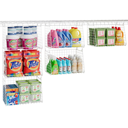 3-Pack Large Hanging Laundry Basket: Wire shelves... (White | Iron)