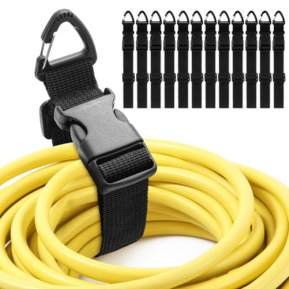 12 Pack 17 Inch Adjustable Extension Cord Holder Organizer with Triangle Clips for Garage Organization and Storage Heavy Duty Extension Cord Hanger for Men Workshop (Black)