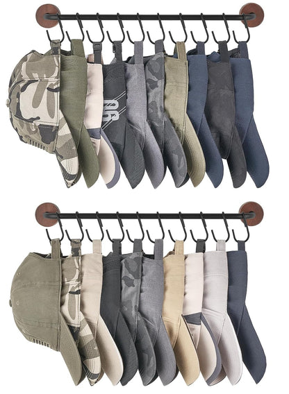 Mkono Hat Organizer, Metal Hat Rack for Wall Storage with 20 Hooks Set of 2 | Hanger for 20 Caps, Adjustable Hooks Design, Holder Baseball Caps Scarves Coats Belts, Closet Door Bedroom Entryroom Laundry