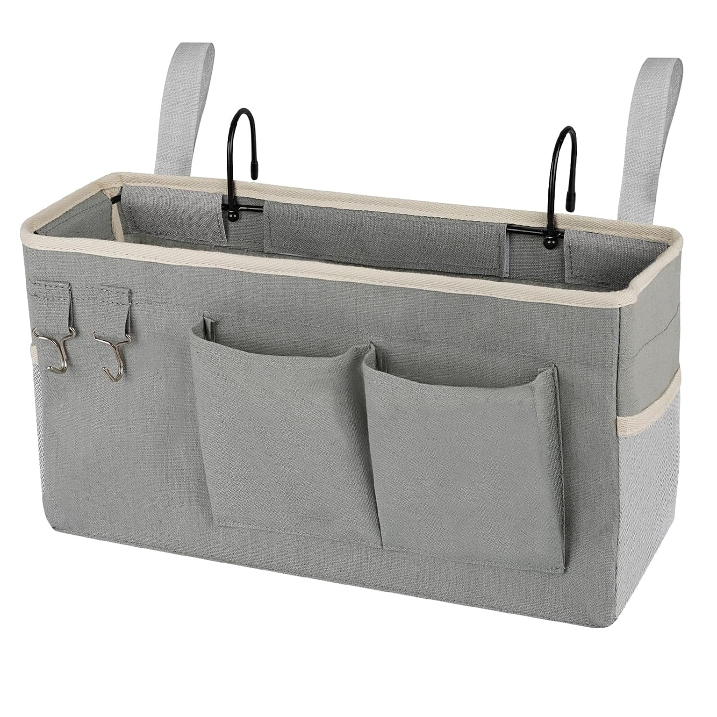 Bedside Caddy Bedside Storage Bag for Headboards/Bunk Bed | Hanging Bed Caddy with Hooks fits Bunk bed Hospital Beds Dorm Bed Rails, Essentials for Phones, Books, Remotes, Water Bottles