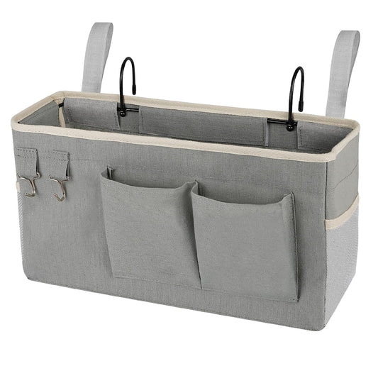 Bedside Caddy Bedside Storage Bag for Headboards/Bunk Bed | Hanging Bed Caddy with Hooks fits Bunk bed Hospital Beds Dorm Bed Rails, Essentials for Phones, Books, Remotes, Water Bottles