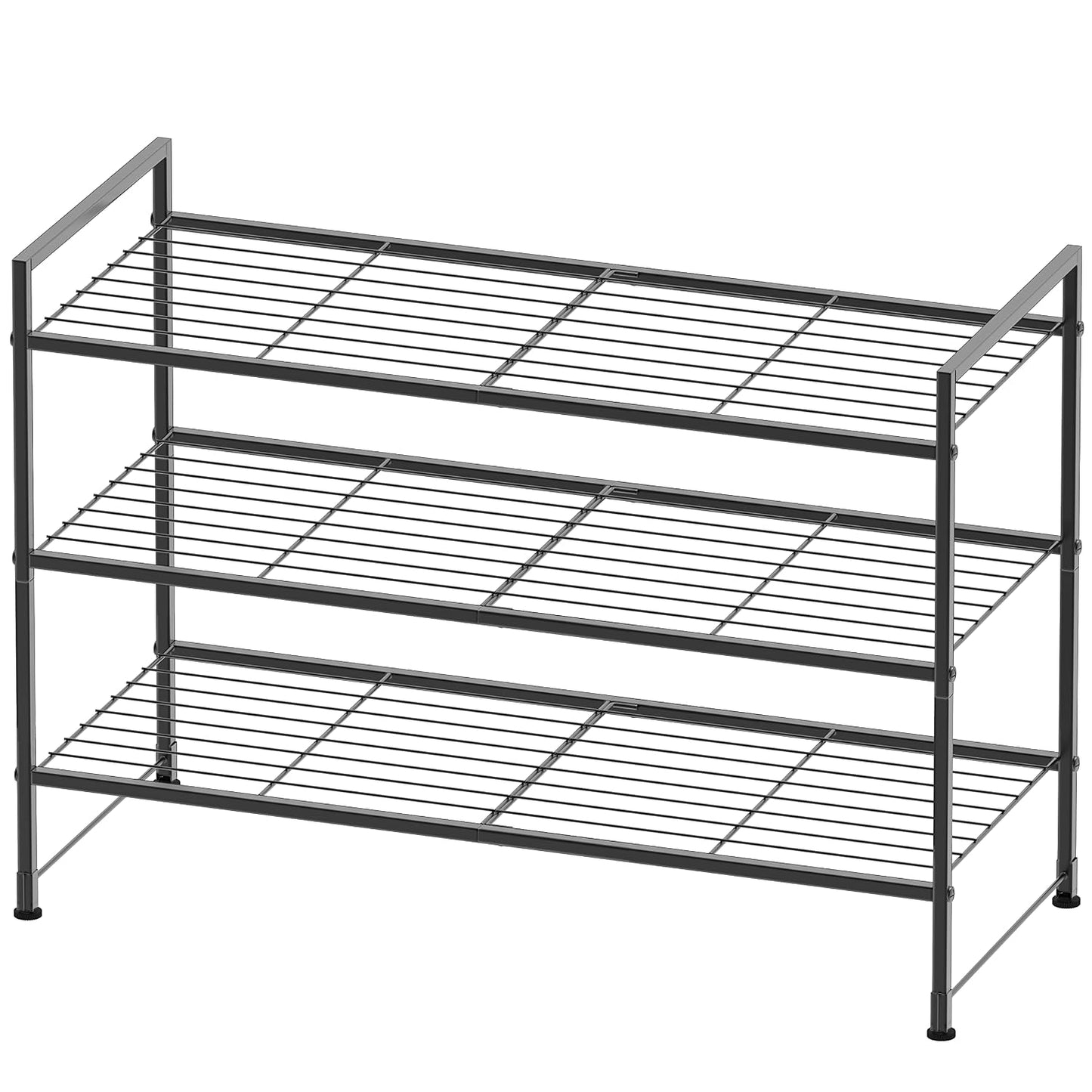 Simple Houseware 3-Tier Stackable Wired Grid Shoe Rack, Black | 9 Pairs of Shoes Storage Organizer for Closet, Entryway, Garage & Corridor