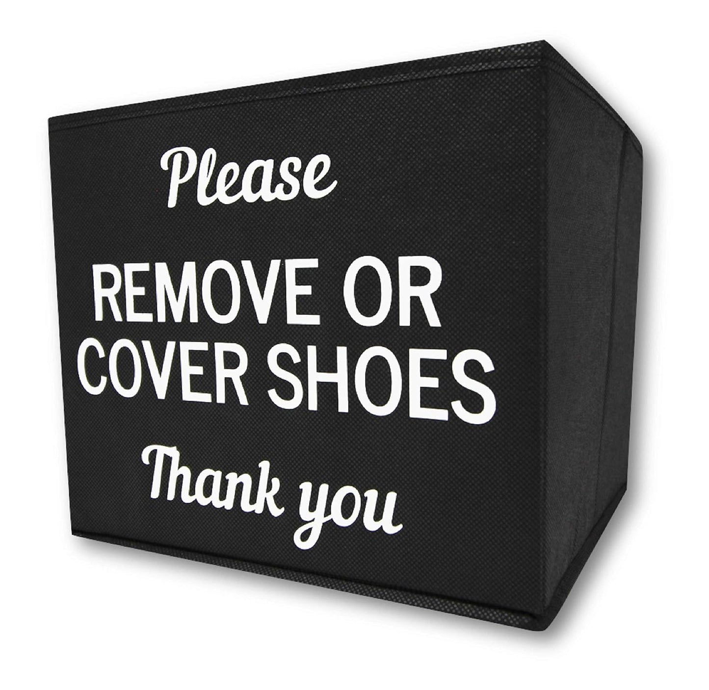 Shoe Cover Box | Disposable Shoe Bootie Holder For Realtor Listings and Open Houses | Please Cover or Remove Shoes Bin | Shoe Bootie Box (Black)