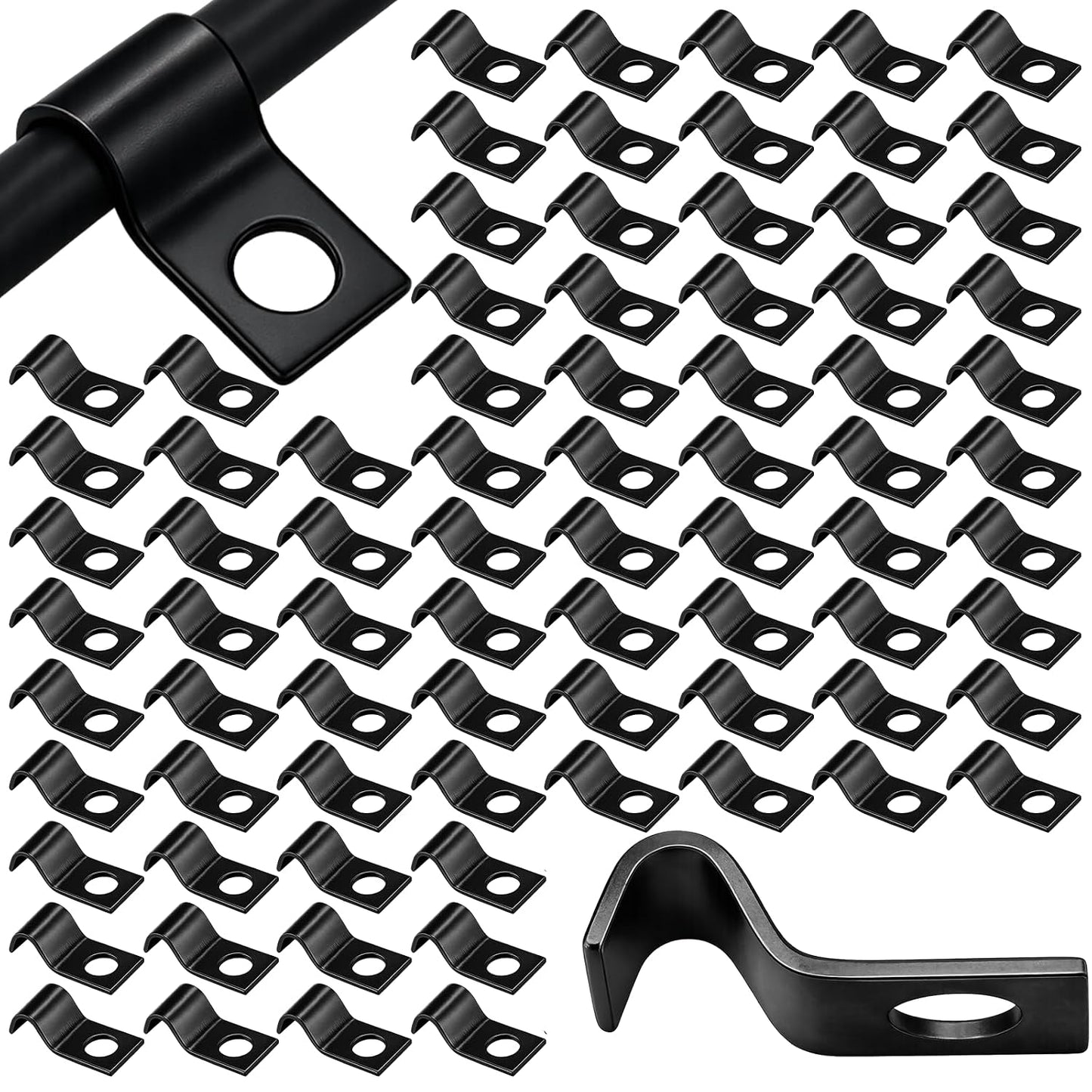 Yaocom 100 Pcs Cable Wire Screw Clips 1/4 Inch, Zinc Plated Steel Clamp Outdoor Cord Clips for Wall Mounting Wire Management(Black,1/4 in)