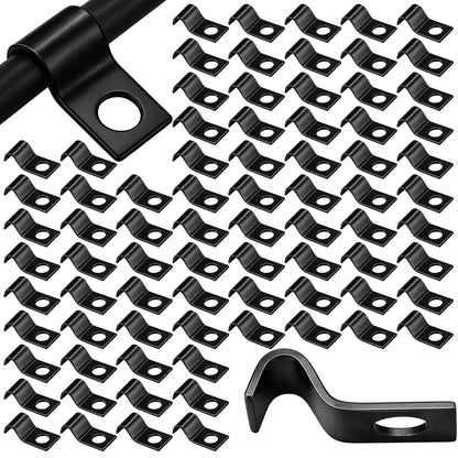 Yaocom 100 Pcs Cable Wire Screw Clips 1/4 Inch, Zinc Plated Steel Clamp Outdoor Cord Clips for Wall Mounting Wire Management(Black,1/4 in)