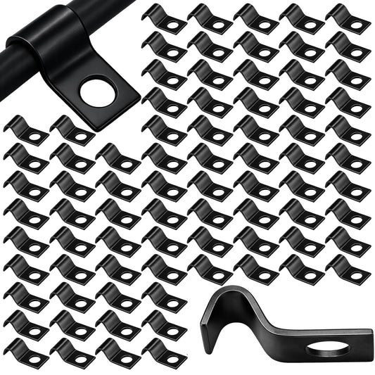 Yaocom 100 Pcs Cable Wire Screw Clips 1/4 Inch, Zinc Plated Steel Clamp Outdoor Cord Clips for Wall Mounting Wire Management(Black,1/4 in)