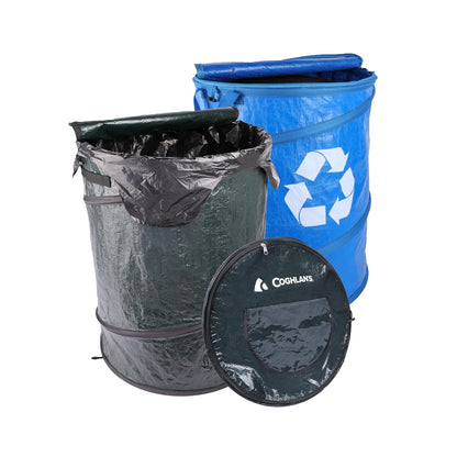 Coghlan's Pop-Up Lightweight Trash & Recycle Can – Collapsible Dual-Purpose Bin for Camping, RV, and Travel – Durable, Compact, and Easy to Store – 29.5 Gallon