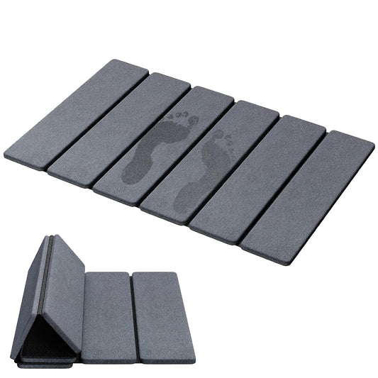 Luxspire Stone Bath Mat, Diatomaceous Earth Bath Mat 24x16 in, Dark Gray | Quick & fast drying diatomaceous earth, Non-slip rubber base, Easy-clean surface for bathroom floor & outside shower