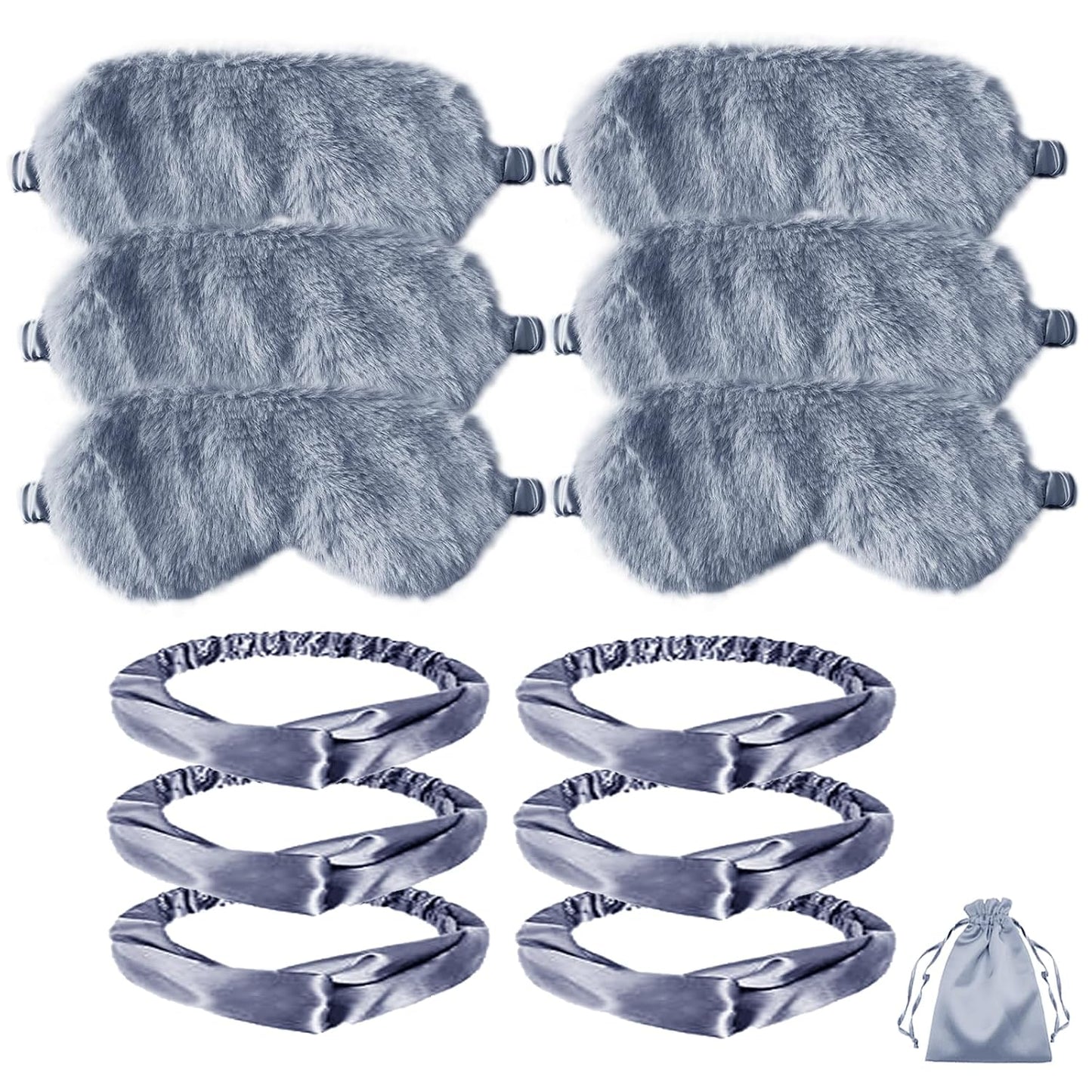 Artificial Plush Sleep Eye mask and Hair Band Set. Suitable for Both Women and Men. Ideal for Gift-Giving at Parties. for Travel and Rest (Dusty Blue, One Size)