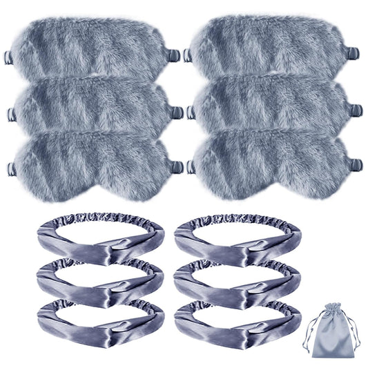 Artificial Plush Sleep Eye mask and Hair Band Set. Suitable for Both Women and Men. Ideal for Gift-Giving at Parties. for Travel and Rest (Dusty Blue, One Size)