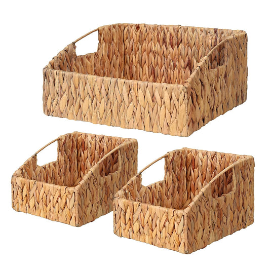 Rattan Storage Baskets, Handwoven Wicker Storage B... (Yellow | Water Hyacinth)