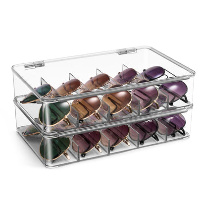 Sorbus Sunglasses Organizer - Plastic Stackable Eyeglass Case Storage Organizer for Multiple Glasses - Reading Glasses