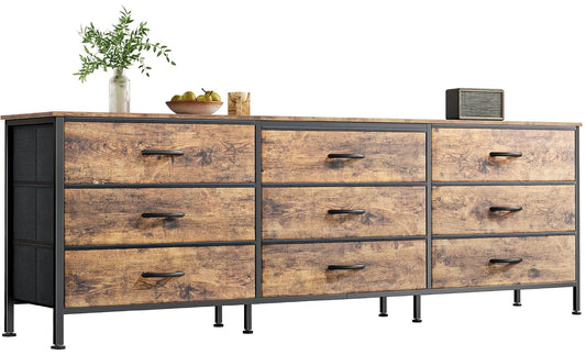 63 Inch Dresser for Bedroom, Dresser for Closet wi... (Rustic Brown | Fabric)