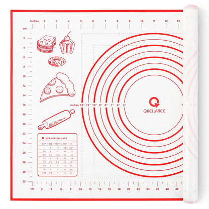 Silicone Baking Pastry Mat Large Dough Kneading Sheet for Rolling, 16×24 in | Non-Stick Non-Slip Reusable Kitchen Pad with Measurement Household Baking Essential for Pie Bread Pizza Cookie Fondant Making
