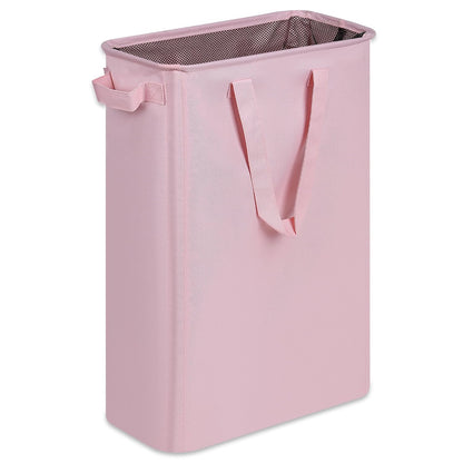 efluky Slim Laundry Basket, Narrow Laundry Hamper with Handles, Collapsible Dirty Clothes Hamper, Tall Laundry Bin for Laundry Room, Dorm and Bedroom, 12.7 Gallons(48L) Pink
