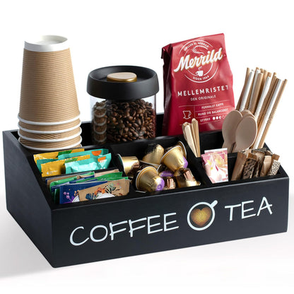 Vinvoli Coffee Station Organizer – Premium 2025 All-in-One Coffee Bar & Tea Organizer for Bar Accessories, Tea Storage, and Decor