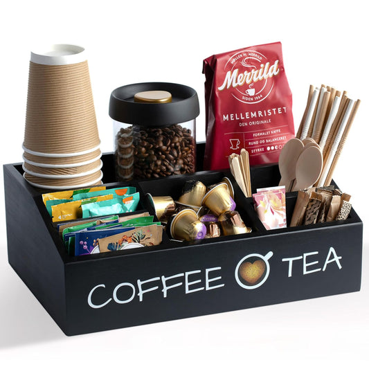 Vinvoli Coffee Station Organizer – Premium 2025 All-in-One Coffee Bar & Tea Organizer for Bar Accessories, Tea Storage, and Decor
