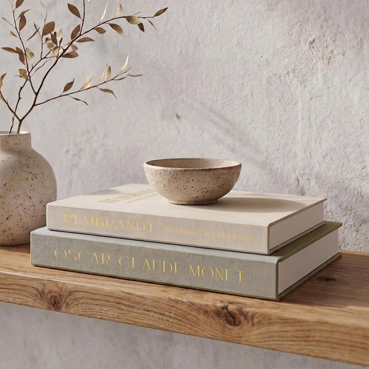 Set of 2 Beautiful Decorative Linen Books - Aesthe... (2 Count | Sage-Beige | Paper)