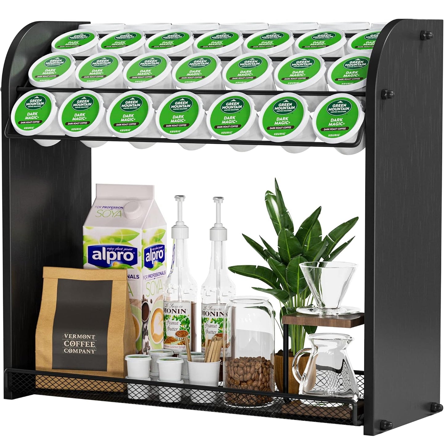 K Cup Pod Holder for Countertop – Pod Organizer & Coffee Bar Accessory for Home or Office, Easy to Assemble (Black)