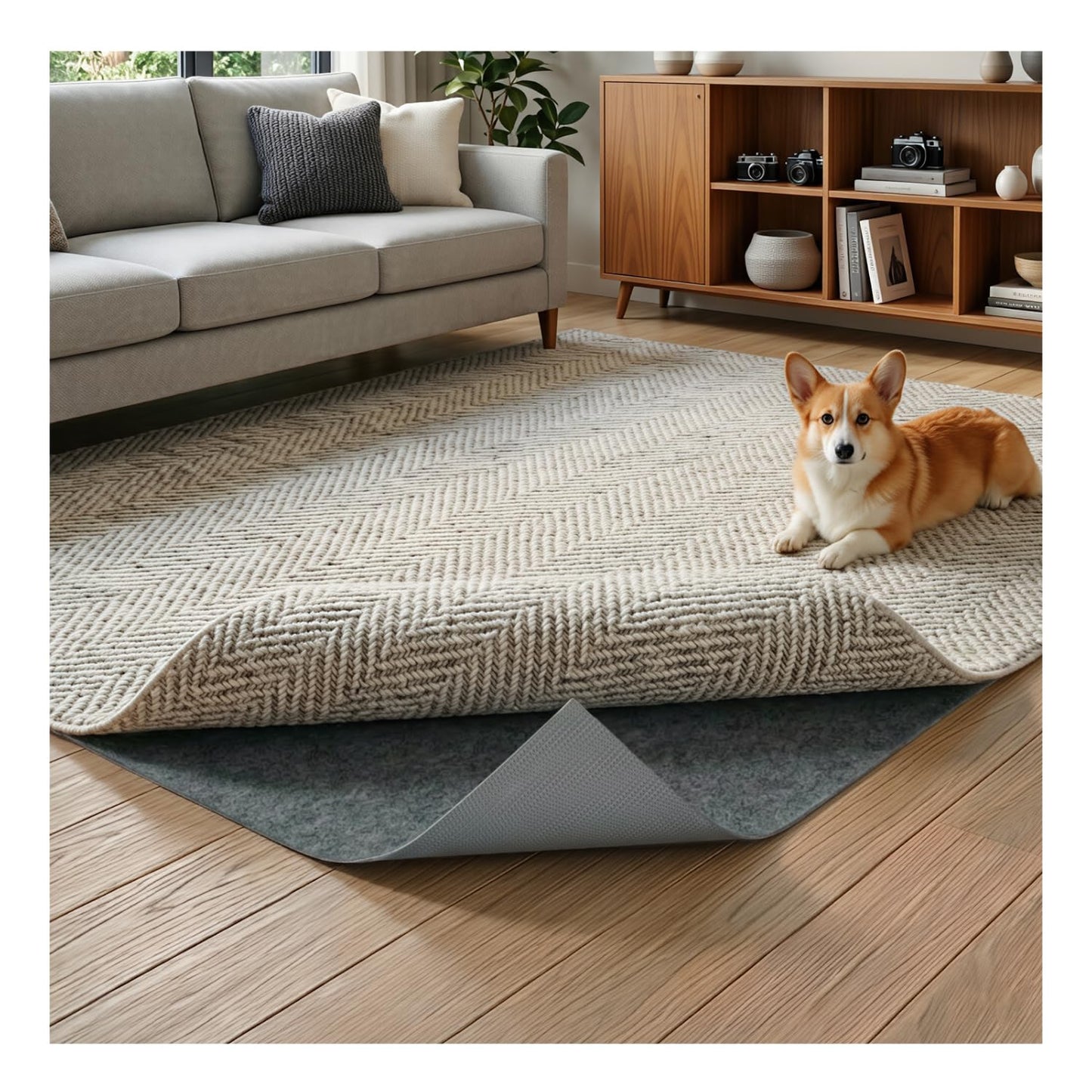 Felt Rug Pad, 2 x 3 Ft Rubber Non-Slip Rug Pad Gripper, Keep Rugs Secure and in Place, Extra Strong Under Carpet Mat Cushion - for All Floors