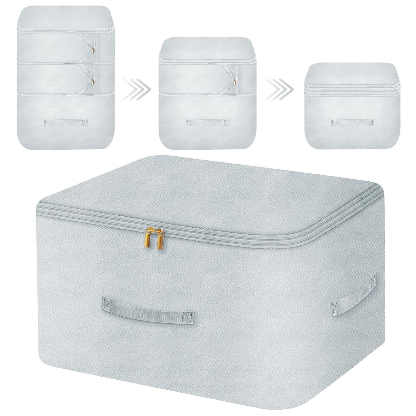 Ultra Space Saving Self Compression Organizer, Comforter Storage Bag for Clothes, Blankets, Pillows, Duvet, Comforters, Bedding Sets and Much More (Gray,X-L - 54 * 42 * 60cm)