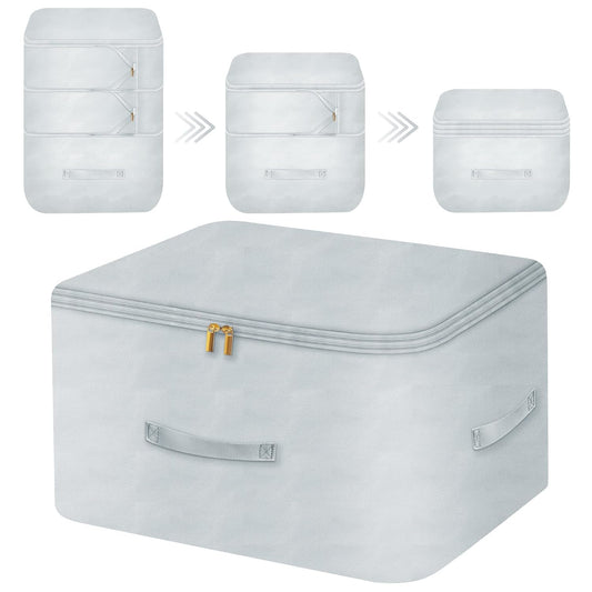 Ultra Space Saving Self Compression Organizer, Comforter Storage Bag for Clothes, Blankets, Pillows, Duvet, Comforters, Bedding Sets and Much More (Gray,X-L - 54 * 42 * 60cm)