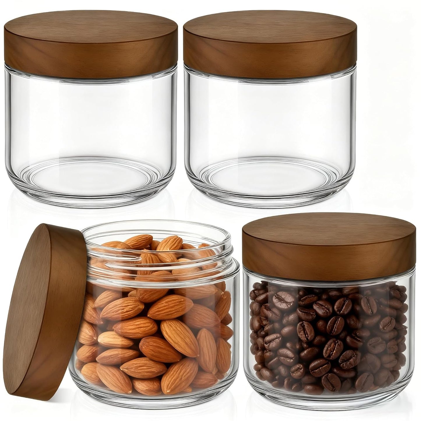 8 oz Glass Jars with Lids, Small Jars for Loose Leaf Tea, 4 Pack