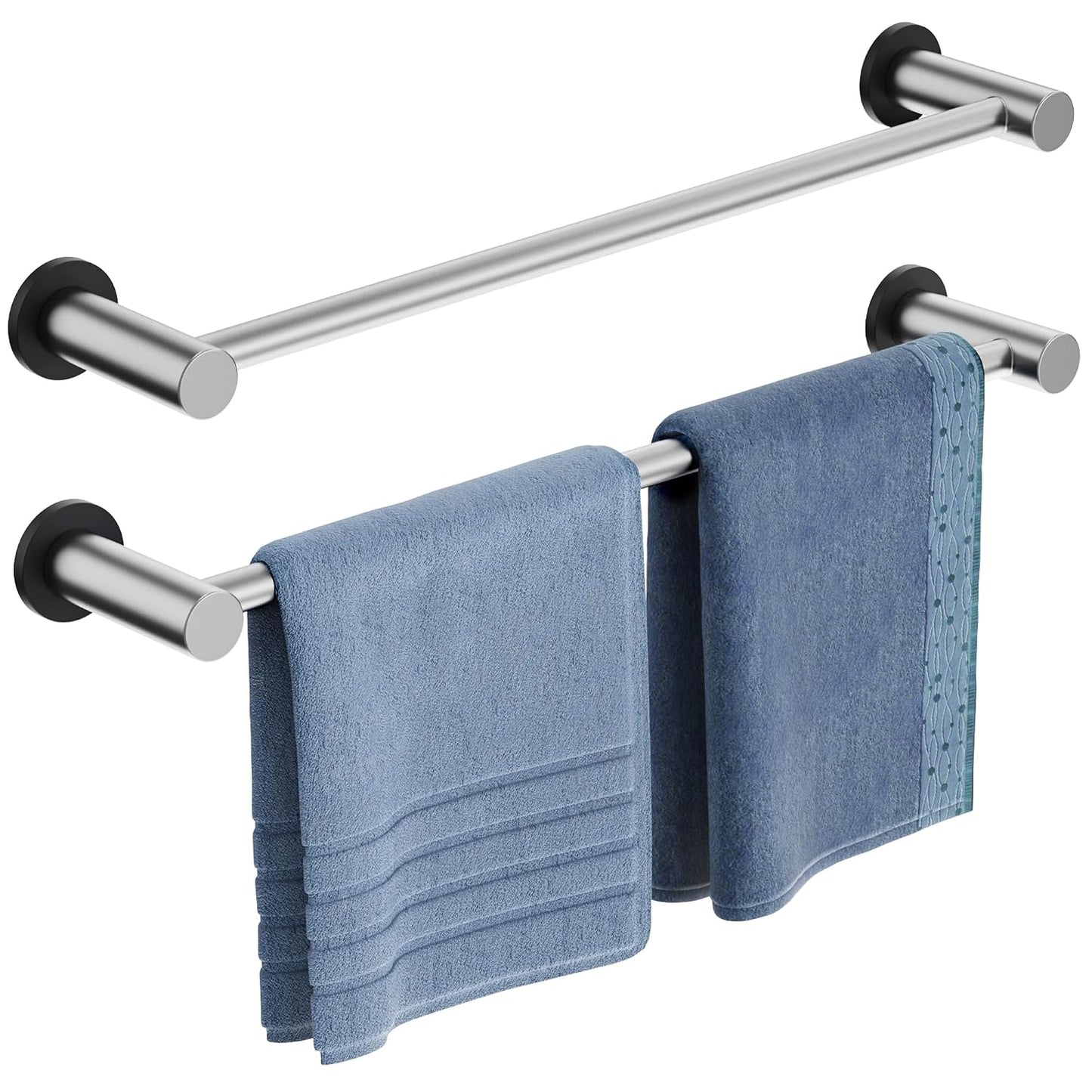 Magnetic Towel Holder, Magnetic Towel Rail Silver with Adjustable Length, Brushed Nickel Non-Slip Stainless Steel Towel Rail for Refrigerator, Oven, Dishwasher, Laundry (2 Pack)