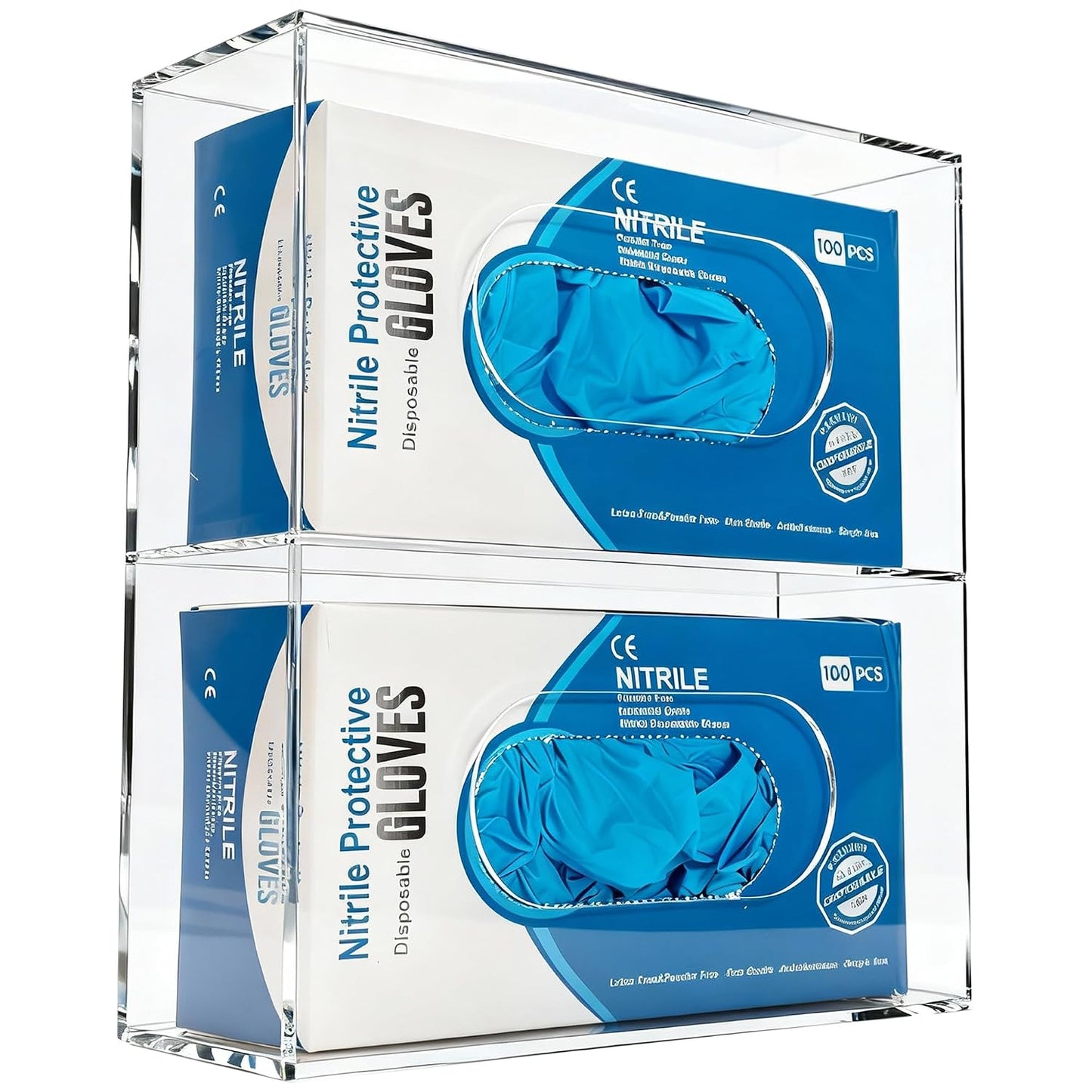 Glove Box Holder Dispenser Acrylic Single Side Loaded Clear Rack Storage Organizer for Medical, Latex