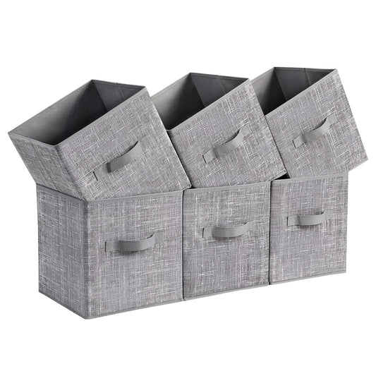 Storage Cubes, 11-Inch Non-Woven Fabric Bins with... (Cattail Gray)
