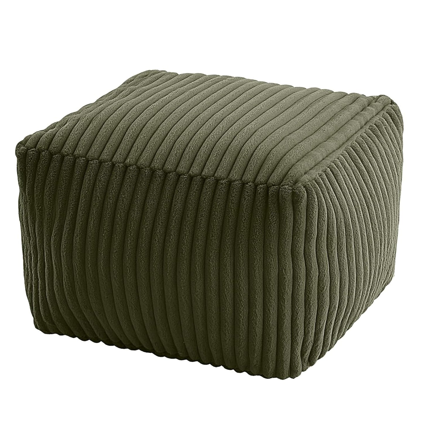 MeMoreCool Square Pouf Ottoman Foot Rest, 15 Inch Faux Fur Pouf, Green | Fluffy faux fur square floor pouf, foam filled footrest footstool for living room couch or dorm