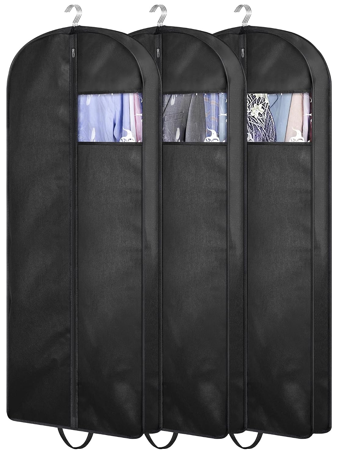 54" Suit Bags for Closet Storage and Travel, Gusseted Hanging Garment Bags for Men Suit Cover With Handles for Clothes, Coats, Jackets, Shirts（3 Packs）