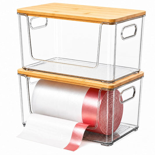 Trash Bag Holder 2 Pack, Stackable Garbage Bag Dis... (Clear | Acrylic)