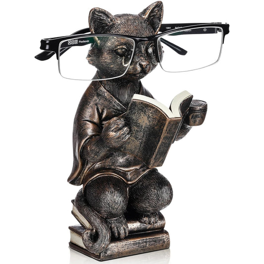 Cat Eyeglass Holder Stand, 7.08 in Resin Animal Gl... (Bronze | Resin)