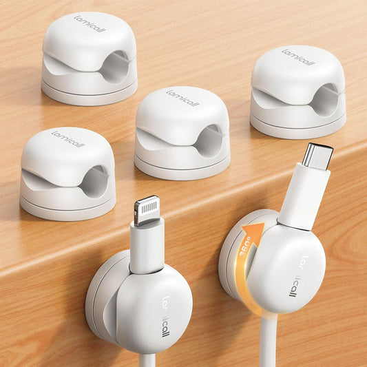 6 Pack Rotatable Cord Organizer, [1s Lock] Spring... (Snow White)