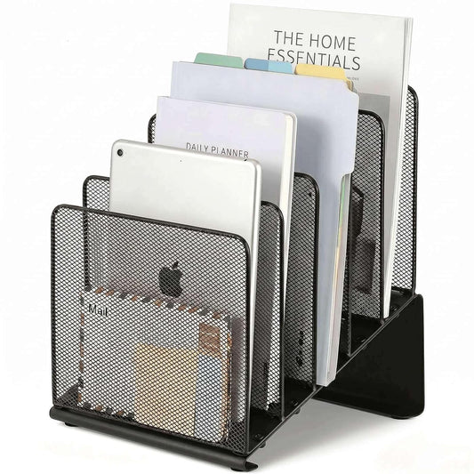 File Organizer for Desk, File Folder Organizer wit... (Black | Metal)