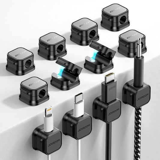 JOYROOM 12 Pack Magnetic Cable Clips, Cord Organizer Adhesive Wire Holder | Home Nightstand Office Desk Accessories, Car Wall Organization, Phone Charger Cord Holder Management, Cable Smooth Adjustable