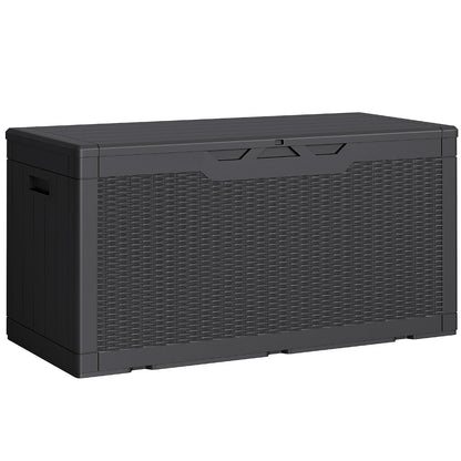 Greesum Outdoor Storage Box 100 Gallon Storage Bin with Lid for Patio Furniture, Garden Tools, Pool Supplies, Lockable, Waterproof and UV Resistant, Black | for Patio Furniture, Garden Tools, Pool Supplies, Lockable, Waterproof and UV Resistant